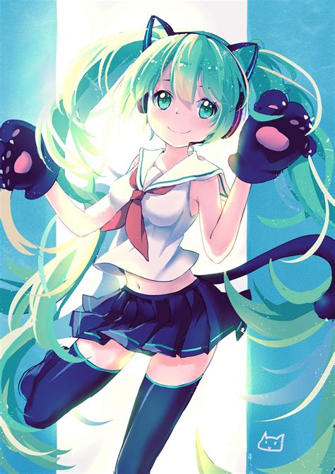 Neko Tanabata Vocaloid Hatsune Miku Animal Ears Nekomimi Seifuku Tail