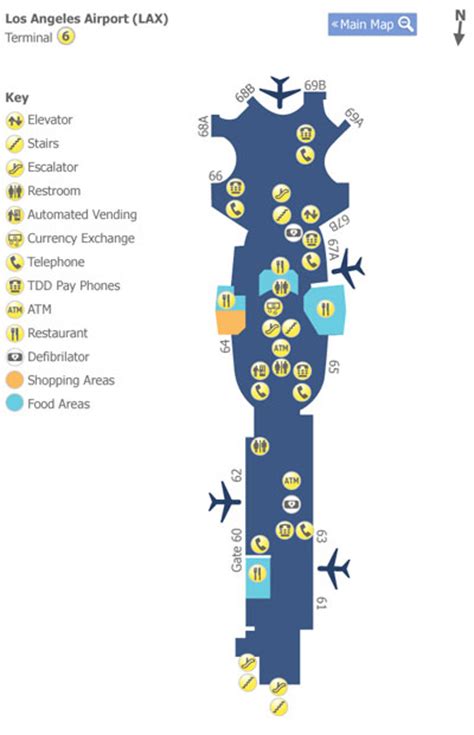 Los Angeles Airport Lax Terminal 3 Map Map Of Terminal 6 At Los
