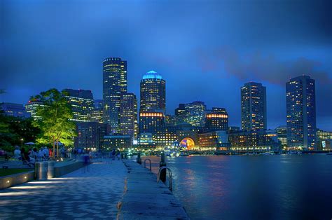Boston Harbor Night Skyline 2 Photograph By Joann Vitali Pixels