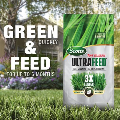 In fact, you will enjoy green grass with up to 50% less water. Scotts Turf Builder 20.2 lb. 4,000 sq. ft. UltraFeed Lawn ...