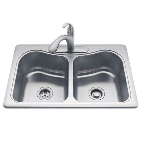 The double sink vs single sink debate has been going around for a long time. KOHLER All-in-One Staccato Drop-In Stainless Steel 33 in ...