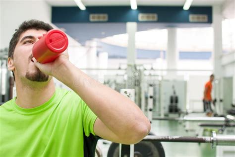 Man Drinking Water In Gym Stock Photo Image Of Satisfaction 54988924