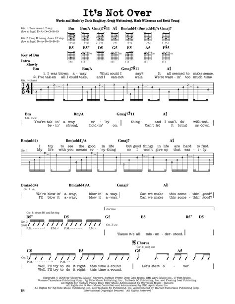 Its Not Over Sheet Music Daughtry Guitar Lead Sheet