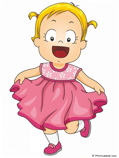 Smiling Little Girl Wearing A Pink Frilly Dress Clipart Baby Girl