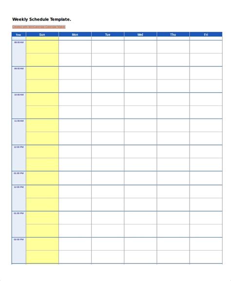 Blank Weekly Schedule Excel Driverlayer Search Engine