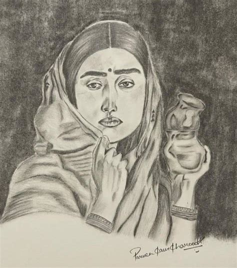 This Is My First Portrait I Hope You All Like This By Parveenkaur On Deviantart