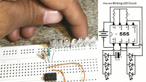Alternate Blinking Led Circuit Using Ic 555 Timer Astable Mode By