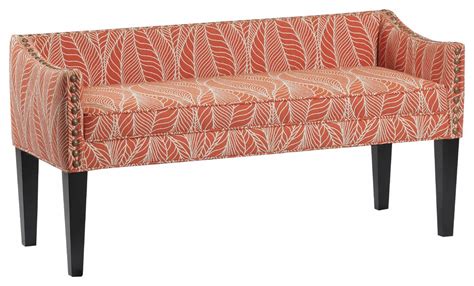 Leffler Whitney Long Upholstered Bench With Arms And Nailhead Trim