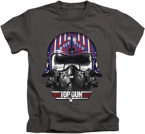 Top Gun Boys T Shirt Maverick Helmet Charcoal Tee Clothing