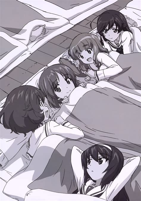 Girls Und Panzer Anglerfish Miho Saori Hana Yukari Mako Cartoon Anime