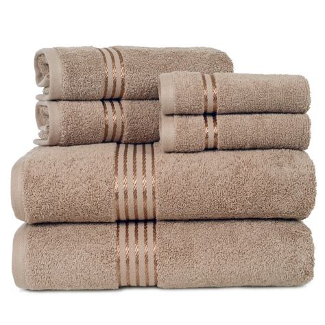Hastings Home 6 Piece Taupe Cotton Bath Towel Set Bath Towels In The