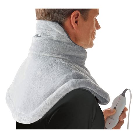 Sunbeam Renue Heat Therapy Neck And Shoulder Wrap Heating Pad Grey Walmart Com Shoulder