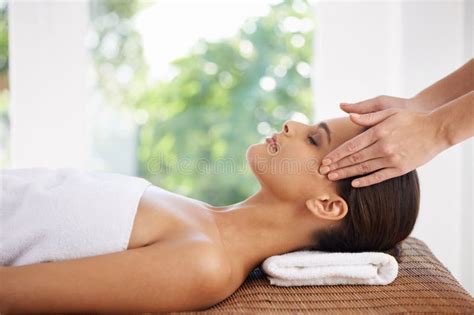 Healing Hands A Young Woman Receiving A Face Massage Stock Image Image Of Beauty Feminine