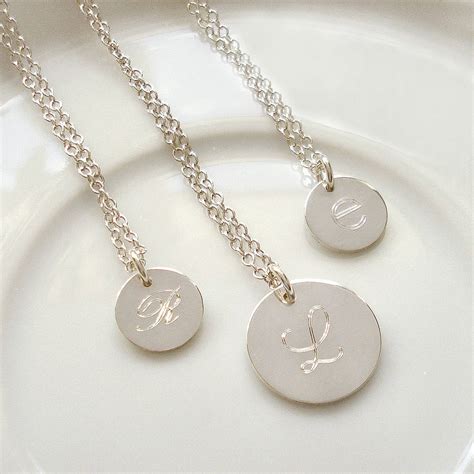Sterling Silver Engraved Initial Necklace By Mia Belle