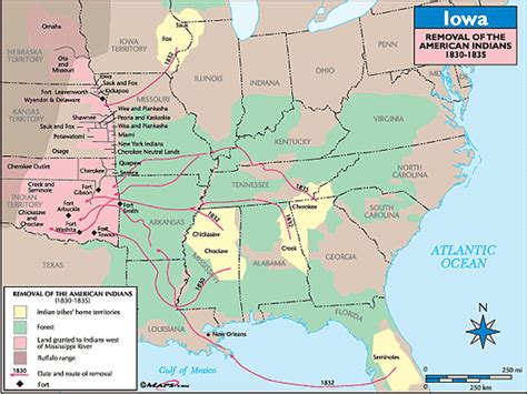 Iowa Historical Map Removal Of The American Indians