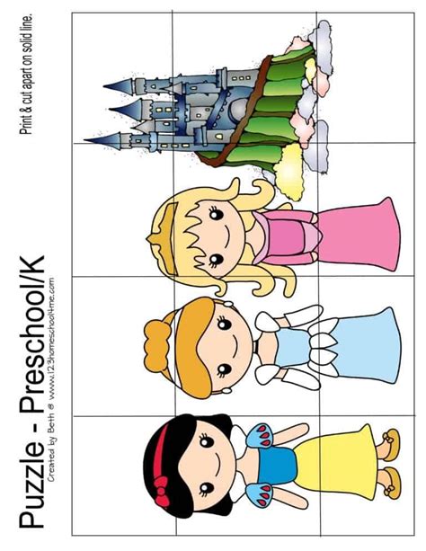Free Printable Princess Worksheets Kindergarten Puzzles Preschool