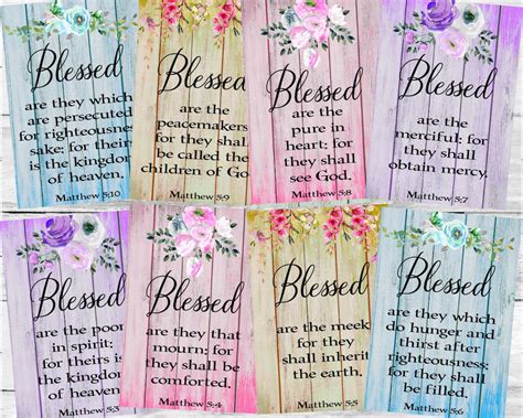 Beatitude Bible Verse Printable Cards Sermon On The Mount Etsy