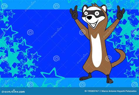 Funny Happy Ferret Cartoon Expression Background Stock Vector