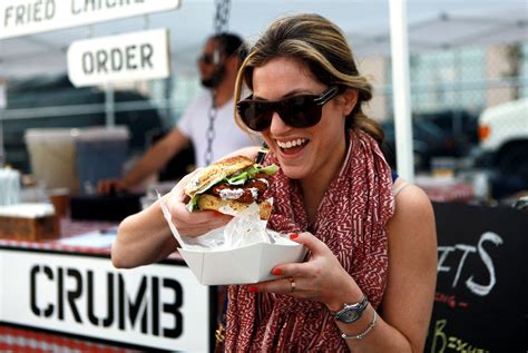 One world trade center looms on the horizon in this street scene from williamsburg | © paul t forrest / alamy stock photo. Smorgasburg, in Williamsburg, Brooklyn, for Food Lovers ...