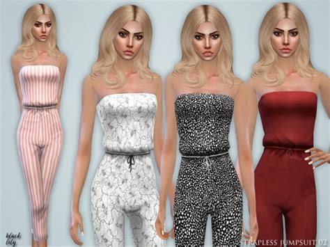 The Sims Resource Strapless Jumpsuit 02 By Black Lily • Sims 4 Downloads
