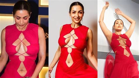 Bollywood Hot Actress Malaika Arora Hot Navel Pictures In Red Dress