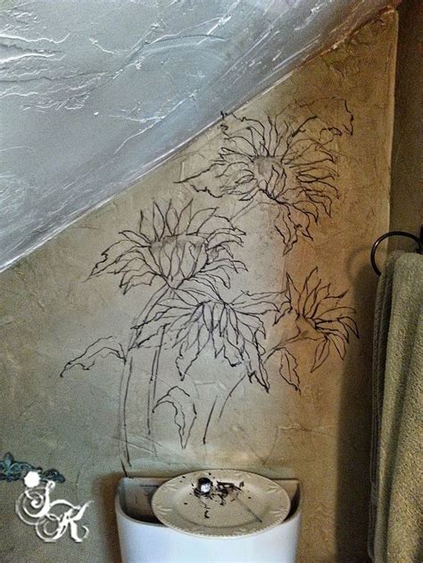 Hand Painted Flower Mural In Small Bathroom Hometalk