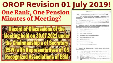 Orop One Pension One Rank Pension Revision Msp July Minutes Of Meeting Desw