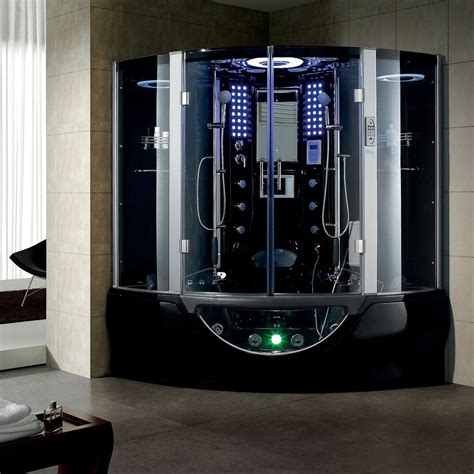 Spark designer whirlpool tub steam shower combination. New 2014 Black Steam Shower Computerized Massage Whirlpool ...