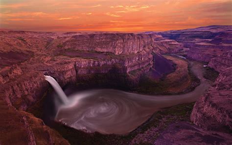 Download Wallpapers Palouse Falls Desert Sunset Canyon Cliffs