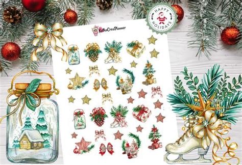 Christmas Ornaments Planner Stickers Watercolour Holiday Etsy