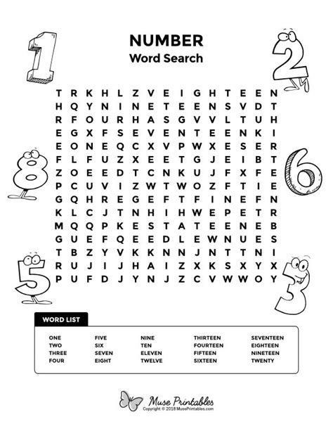 Free Printable Number Word Search Download It At