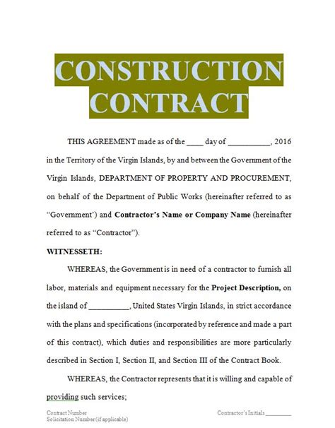 Construction Contracts Editable In Word Doc Sample Contracts