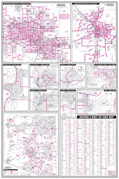 Arizona 5 Digit Zip Code Wall Map By Wide World Of Maps Mapsales