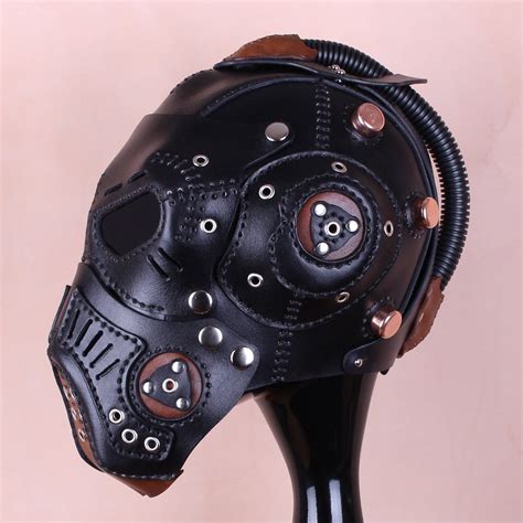 Steampunk Leather Helmet Mask Motorcycle Leather Mask Biker Etsy