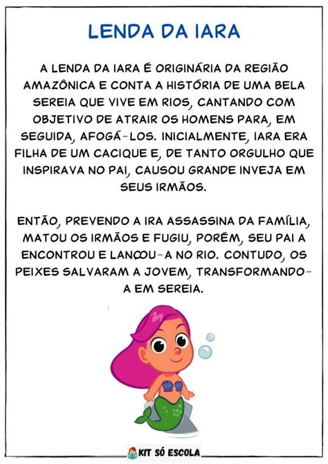 Textos Para Imprimir Personagens Do Folclore Brasileiro Mitos E Lendas Iara X