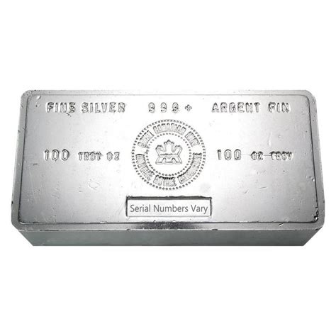 100 Oz Royal Canadian Mint Rcm 999 Fine Silver Vintage Bar Silver