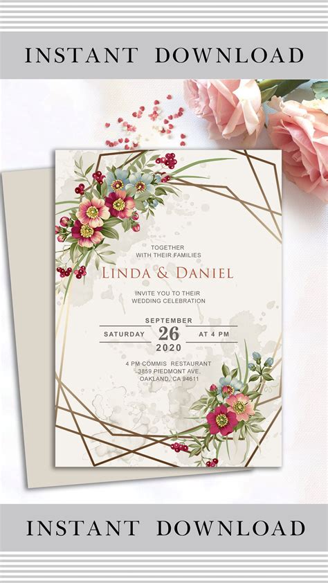 Modern Wedding Invitation Template For Download Photo Wedding Invite