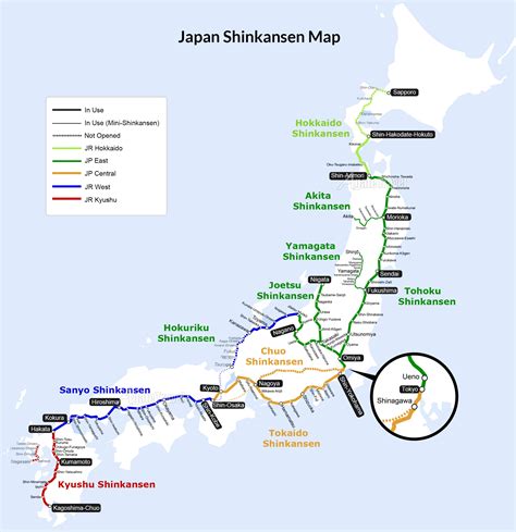 Japanese Bullet Train Map Shinkansen Japan Bullet Train Of Tokaido