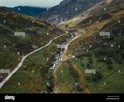 Snowdonia National Park Wales Aerial View Of Watkins Path And