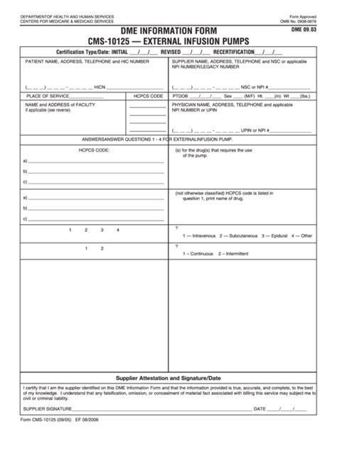 Form Cms 10125 Dme Information Form Cms 10125 External Infusion Pumps