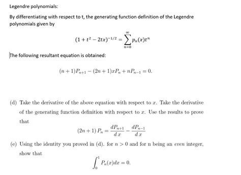 Solved Legendre Polynomials By Differentiating With Respect