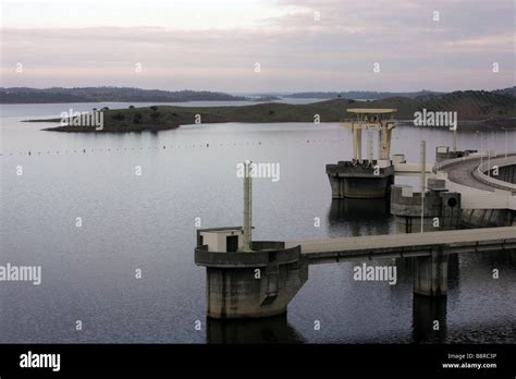 Alqueva Dam Built On Guadiana River In The South Of Portugal Stock
