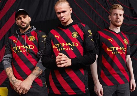 Red And Black Man City Away Kit 2022 23 New Mcfc Puma Alternate Shirt