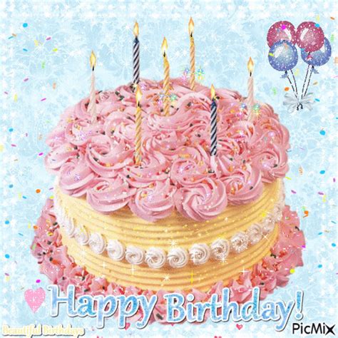 Glittery Happy Birthday Cake  Happy Birthday Cakes Happy Birthday