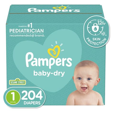 Pampers Baby Dry Extra Protection Diapers Size 1 204 Count Walmart