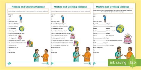 Esl Meeting And Greeting English Dialogues For Kids