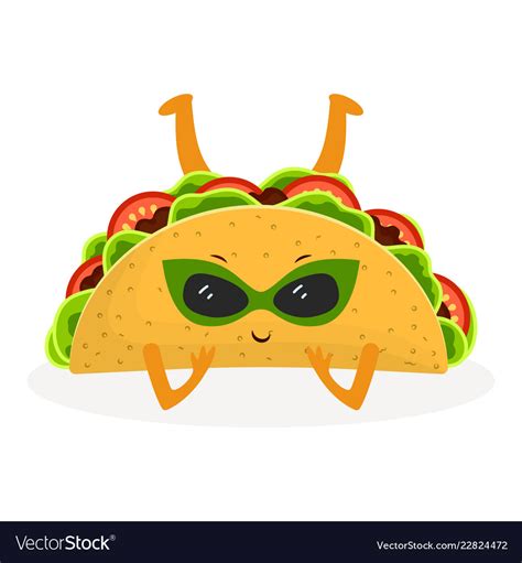 Cartoon Cute Taco Royalty Free Vector Image Vectorstock