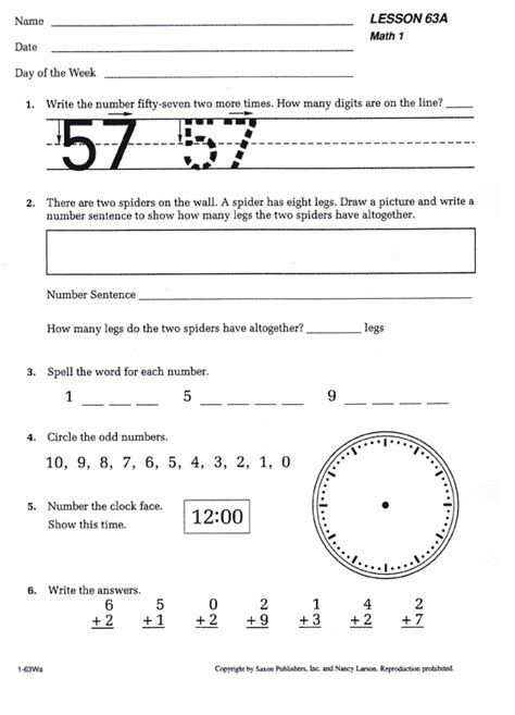 Saxon First Grade Math Facts Cards Free Printable