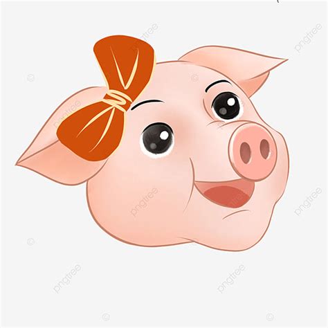 Большое лицо мультфильм милый бант красное лицо свинья лицо клипарт PNG