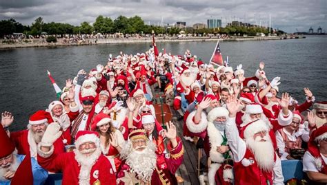 150 Santas From Around The World Paddle To Denmark For Annual Congress